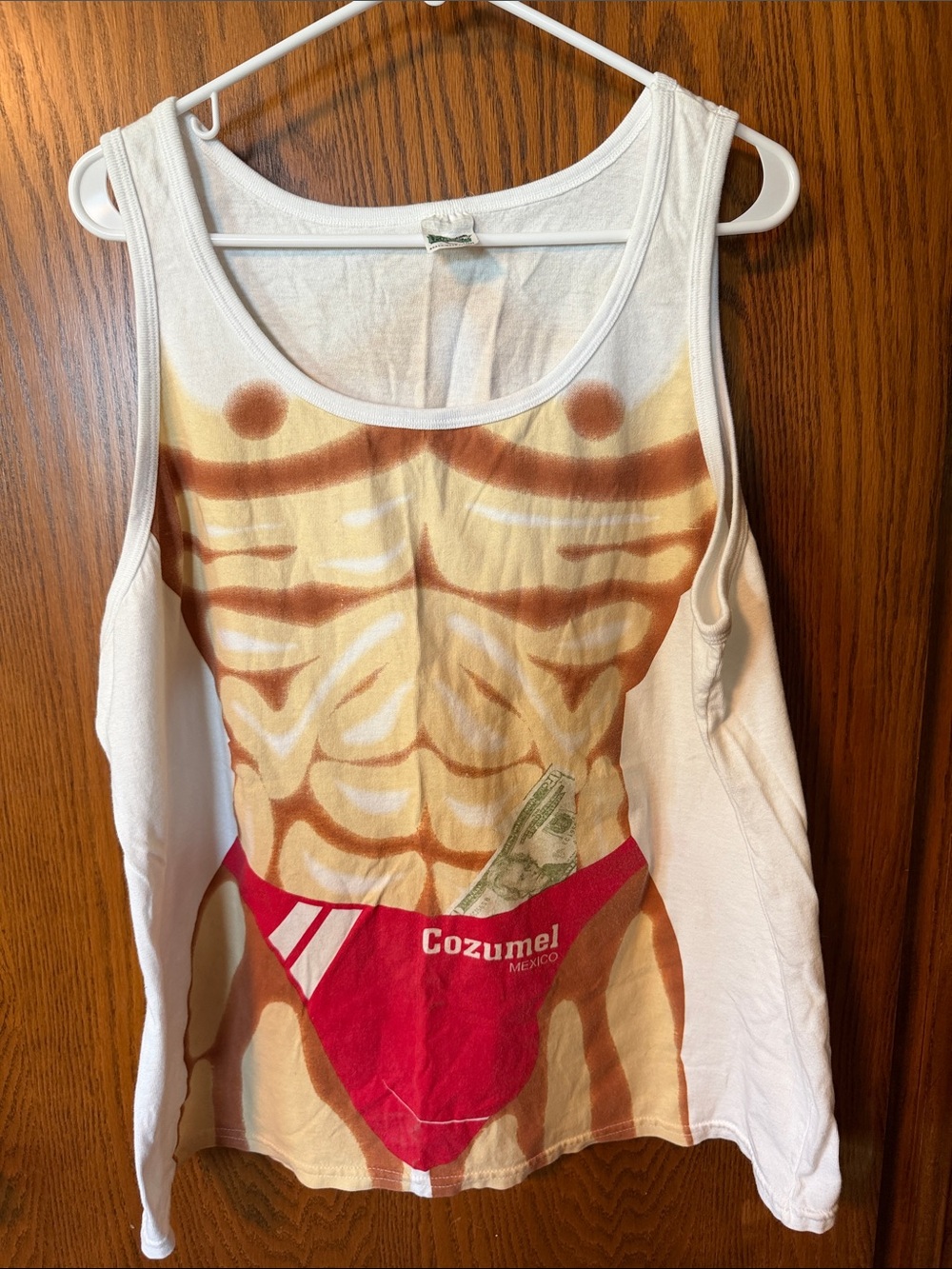 Cozumel Mexico Novelty Tank Top - White with Red Print